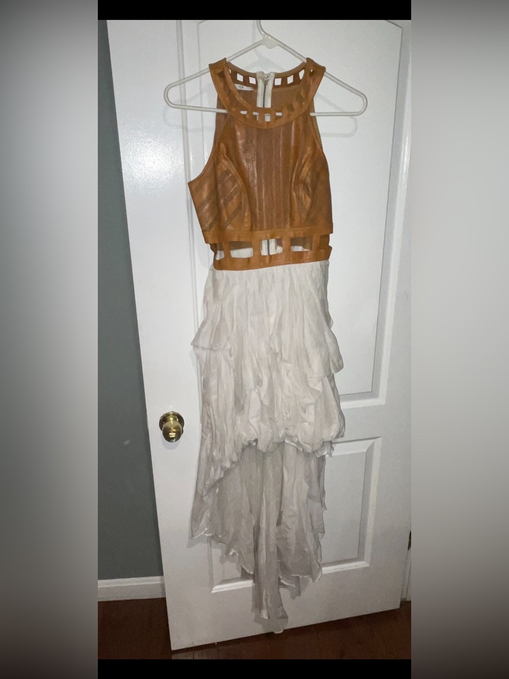 Aje Leather Cutwork High-Low Bubble Hem Dress l Bohemian Rare Archival 🤎 Small - Picture 9 of 15